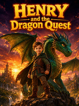 Promotional poster for 'Henry and the Dragon Quest' featuring a young boy and a dragon against a fantasy landscape.