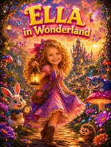 Promotional poster for 'Ella in Wonderland' with a young girl in a fantasy setting.