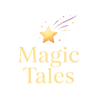 Logo of 'Magic Tales' with a star and sparkles on a white background